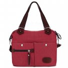 Canvas Many Pockets Multi-functional Shoulder Bag Handbag - Red