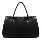 Faux Leather Ladies Shoulder Tote Cross Body Bag Large Satchel - Black