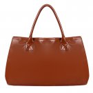 Faux Leather Ladies Shoulder Tote Cross Body Bag Large Satchel - Brown