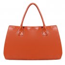 Faux Leather Ladies Shoulder Tote Cross Body Bag Large Satchel - Orange
