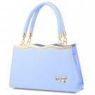 Synthetic Leather Handbag Messenger Satchel Tote Shoulder Bag - Blue