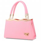 Synthetic Leather Handbag Messenger Satchel Tote Shoulder Bag - Pink