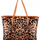 Leopard Grain Print Synthetic Leather Women Handbag Tote Bag
