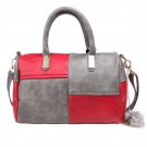 Synthetic Leather Patchwork Contrast Color Shoulder Bags - Red/Grey