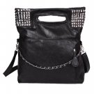 Faux Leather Rivet Chain Foldable Shoulder Cross body Bag