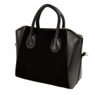 Women's Nubbuck Synthetic Leather Tote Bag - Black