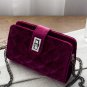 Rose red Solid Geometric Pattern Cross-body Bag with Link Chain Strap