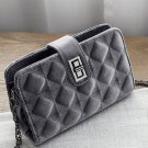 Grey Solid Geometric Pattern Cross-body Bag with Link Chain Strap