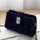 Blue Solid Geometric Pattern Cross-body Bag with Link Chain Strap