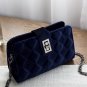 Blue Solid Geometric Pattern Cross-body Bag with Link Chain Strap