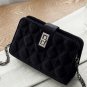 Black Solid Geometric Pattern Cross-body Bag with Link Chain Strap