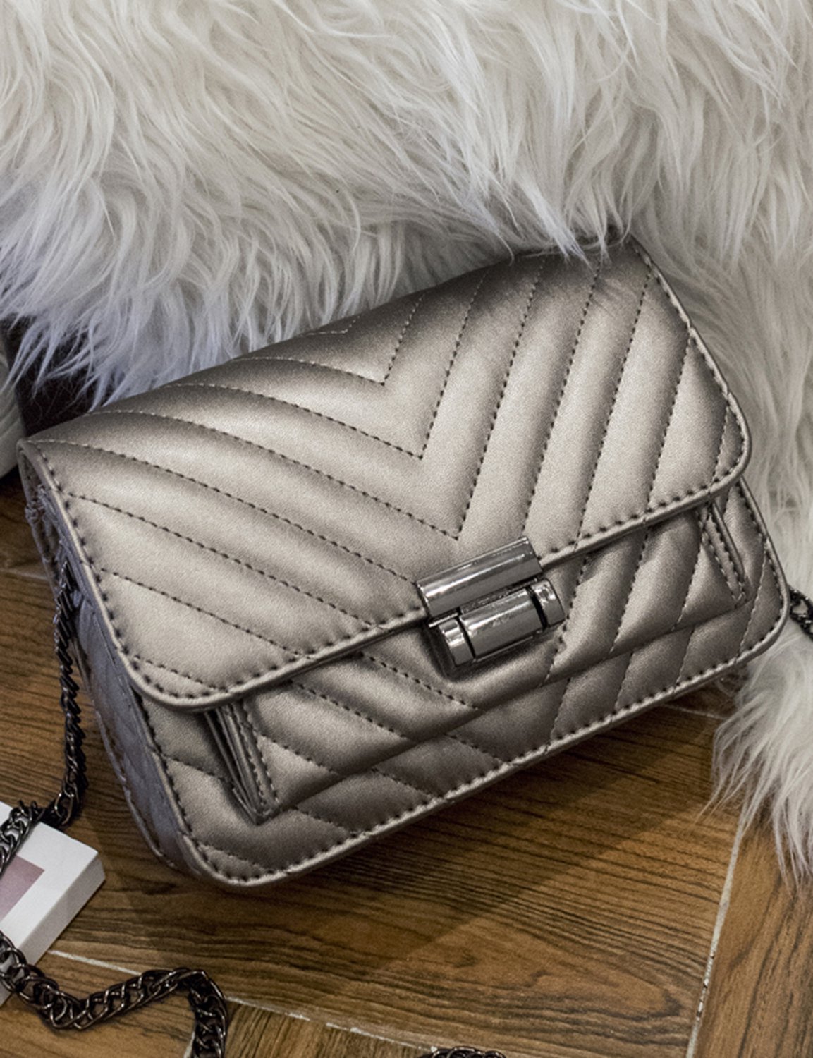 Gold Stylish Solid High Quality PU Cross-body Bag for Woman