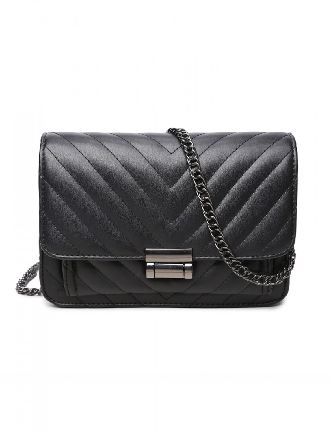 Black Stylish Solid High Quality PU Cross-body Bag for Woman