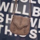 Coffee Synthetic Leather Weave Hollow Soft Flap Casual Outdoor Shoulder Bag