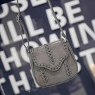 Gray Synthetic Leather Weave Hollow Soft Flap Casual Outdoor Shoulder Bag