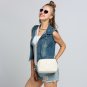 White Fashion Candy Color Messenger Artificial leather Rivet Chain Embossed Bag
