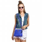 Blue Fashion Synthetic Leather Small Solid Handbag Cross Body Shoulder Bags
