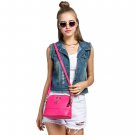 Rose red Fashion Synthetic Leather Small Solid Handbag Cross Body Shoulder Bags