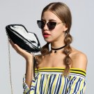 Black Fashion Lip Style Synthetic Leather Bag Chain Cross-body Handbag