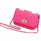 Rose red Leather Cute Mini Cross Body Chain Shoulder Bag Handbag Purse