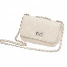 White Leather Cute Mini Cross Body Chain Shoulder Bag Handbag Purse
