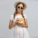 Beige Girls Handmade Musette Bag Drum Pattern Small Shoulder Bag