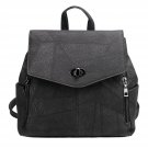 Black Vintage Flap Patchwork Solid PU Backpacks bag with Convertible Strap