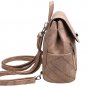 Brown Vintage Flap Patchwork Solid PU Backpacks bag with Convertible Strap