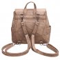 Brown Vintage Flap Patchwork Solid PU Backpacks bag with Convertible Strap