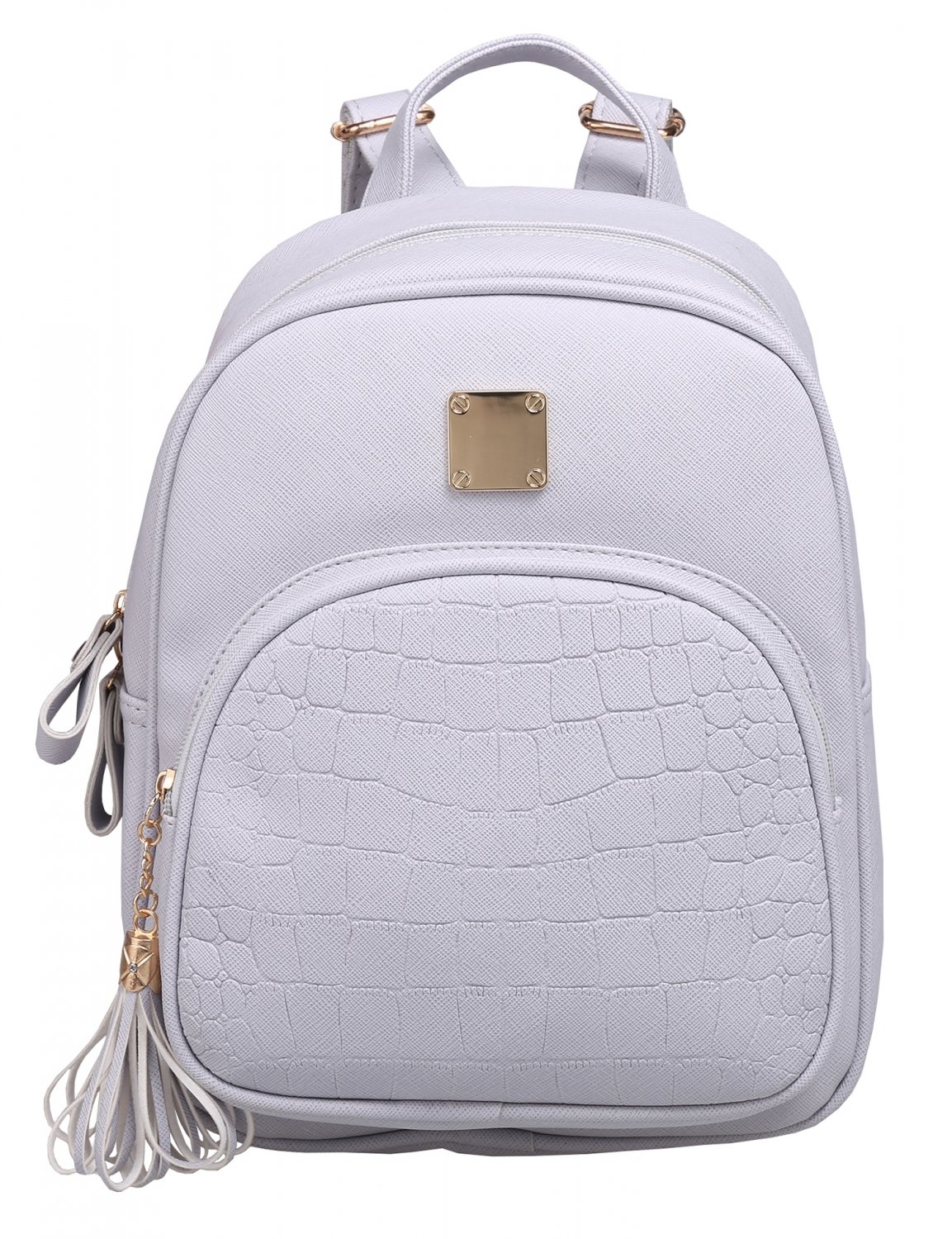 Gray Synthetic Leather Solid Shoulder Bag Backpacks for Woman