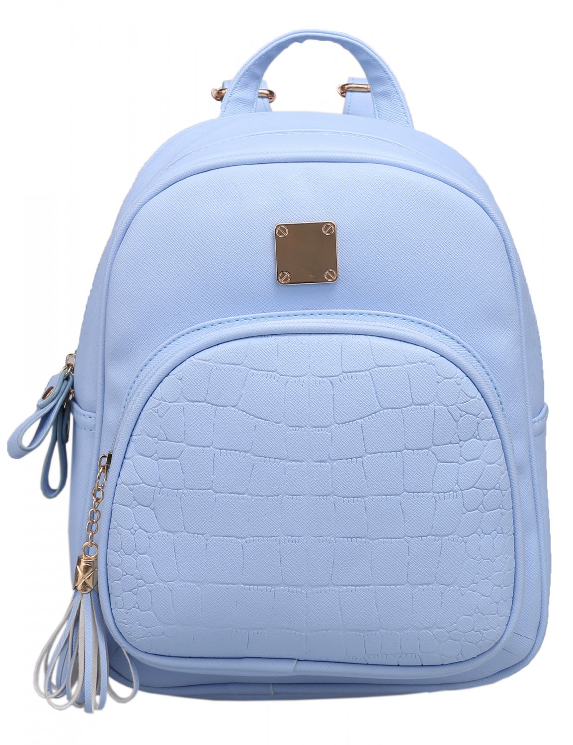 Blue Synthetic Leather Solid Shoulder Bag Backpacks for Woman