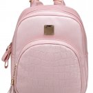 Pink Synthetic Leather Solid Shoulder Bag Backpacks for Woman