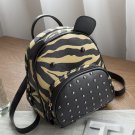 Khaki Cute Cat shape Print Studded PU Backpacks Bag
