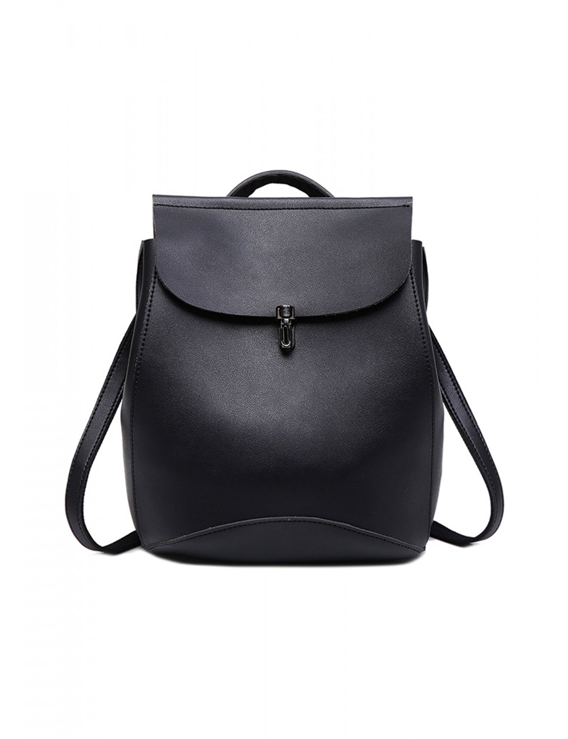 Black Stylish Solid High Quality PU Backpacks Bag