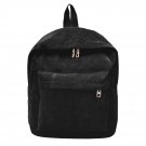 Black Stylish Solid Vertical Striped Corduroy Zipper Backpack Bag