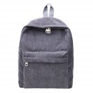 Gray Stylish Solid Vertical Striped Corduroy Zipper Backpack Bag