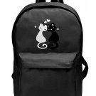 Black Fashion Cute Love Cats Print Solid School Backpack Bag