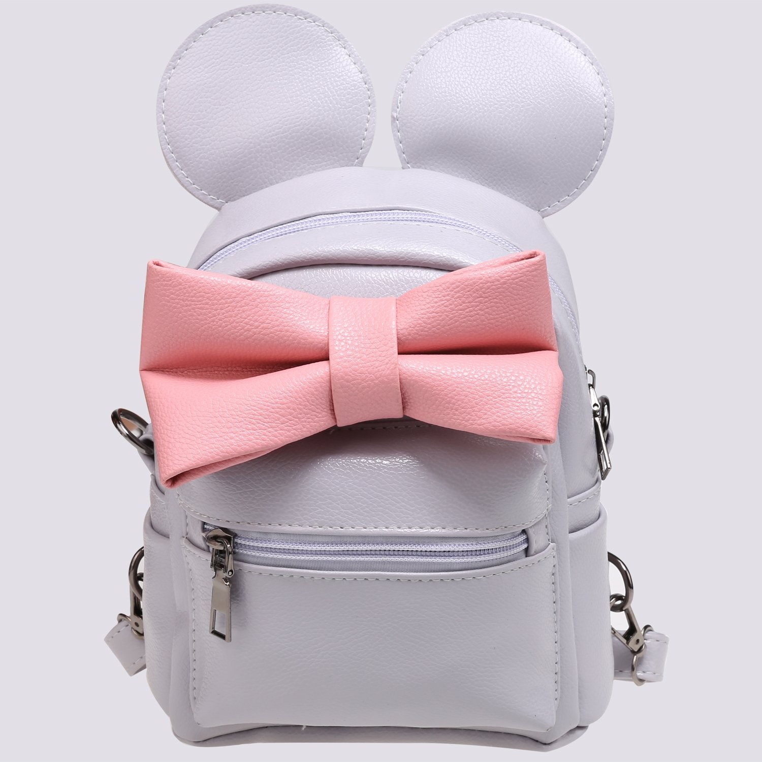 Gray Cute Synthetic Leather Bow Small Travel Backpack