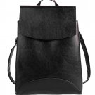 Black Vintage Style Solid Women Synthetic Leather Backpacks Bag