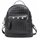 Black Korean Style Backpack with Rivet Decor