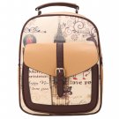 Khaki Synthetic Leather Printing College Bag School Bags Backpack