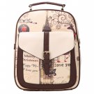 White Synthetic Leather Printing College Bag School Bags Backpack