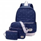 Dark blue Fashion Backpack Girl Shoulder Bag Rucksack Canvas 3 bags in 1 Set