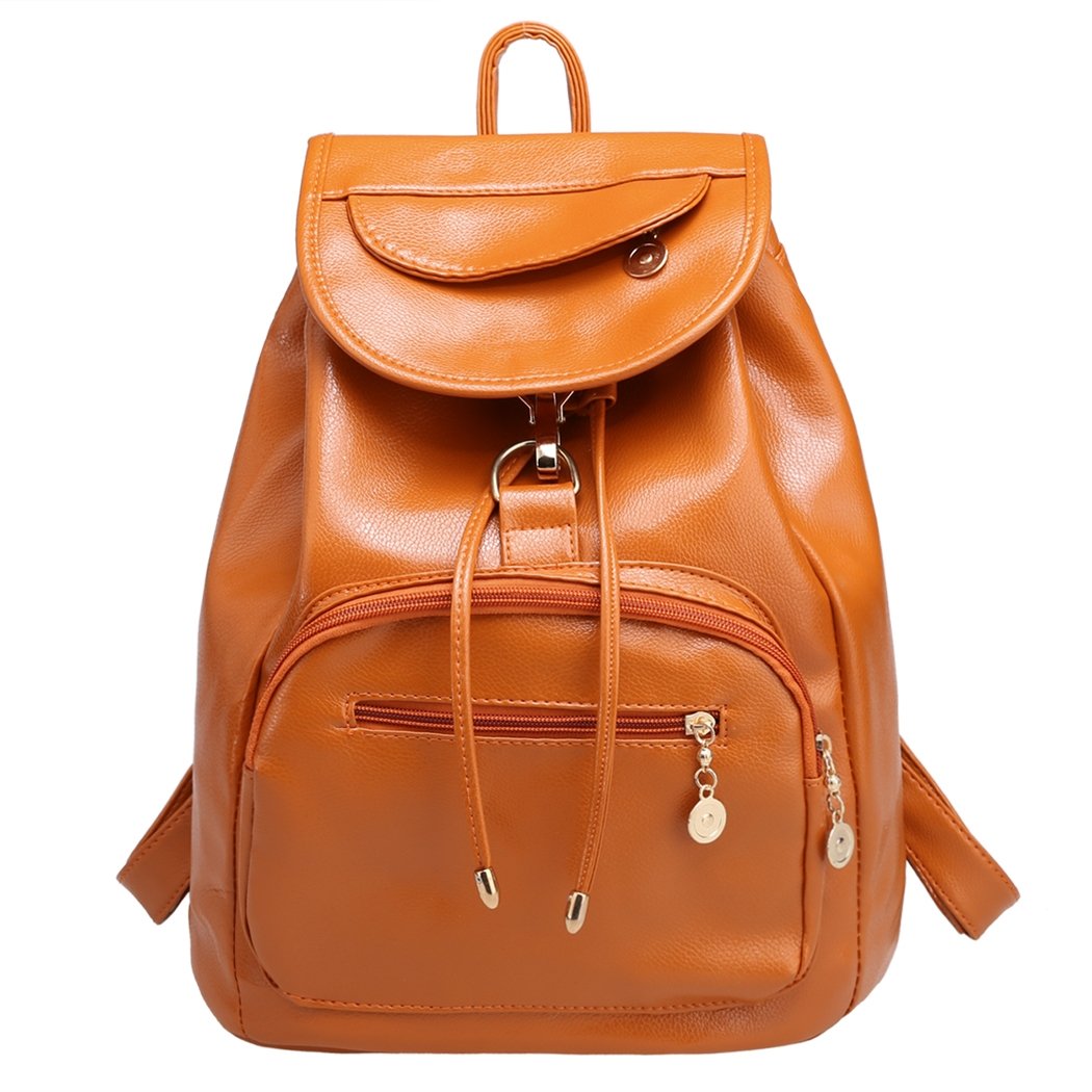 Brown Backpack Vintage Style Solid School Soft Rucksack Bags