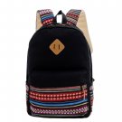 Black National Style Canvas Patchwork Soft School Ruckrack Bag