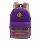 Purple National Style Canvas Patchwork Soft School Ruckrack Bag