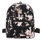 Black Floral Print Travel Vintage Style Synthetic Leather Backpack