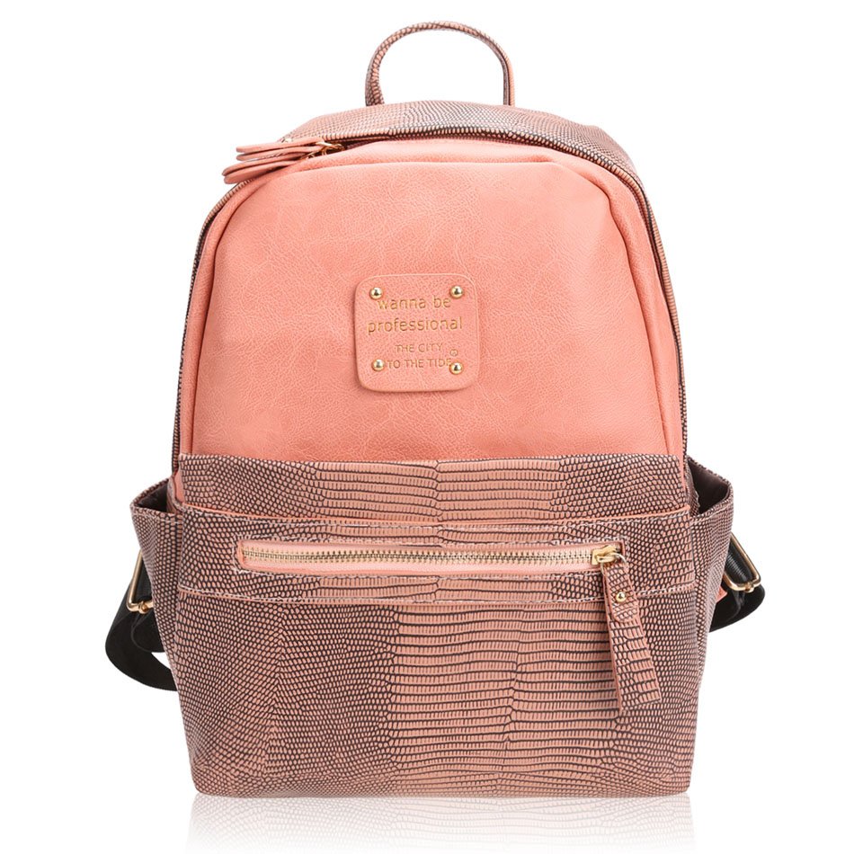 Brown Artificial Leather Contrast color Shoulder Bag Backpacks