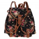 Black Canvas Travel Satchel Shoulder Bag Backpack School Rucksack