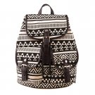 Black White Vintage Floral Ladies Canvas Bag School Bag Backpack